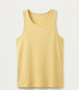 Mustard yellow ribbed high-neck tank top, custom colour wholesale