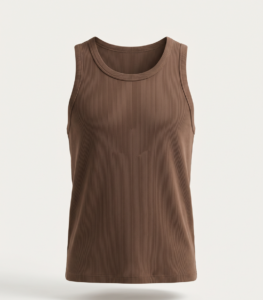 Chocolate brown ribbed cotton tank top, cut-and-sew manufacturer