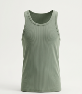 Sage green ribbed cotton scoop-neck tank top, custom wholesale manufacturing