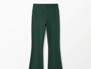 Custom wide-leg flare leggings manufacturing, forest green — OEM factory-direct, 220-300 GSM