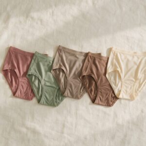 Women's modal briefs in Morandi tones: dusty rose, sage, taupe, mocha and cream
