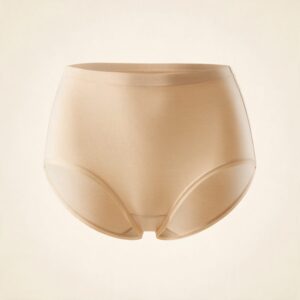 Women's high-rise modal brief in beige, ghost mannequin